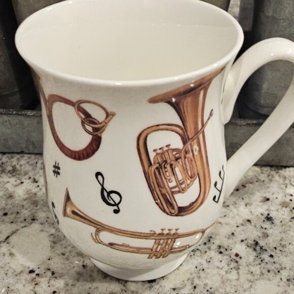 Porcelain Coffee Cup, Espresso Tea Cup, Saucer Violin Cello Musical Instruments - Picture 7 of 10